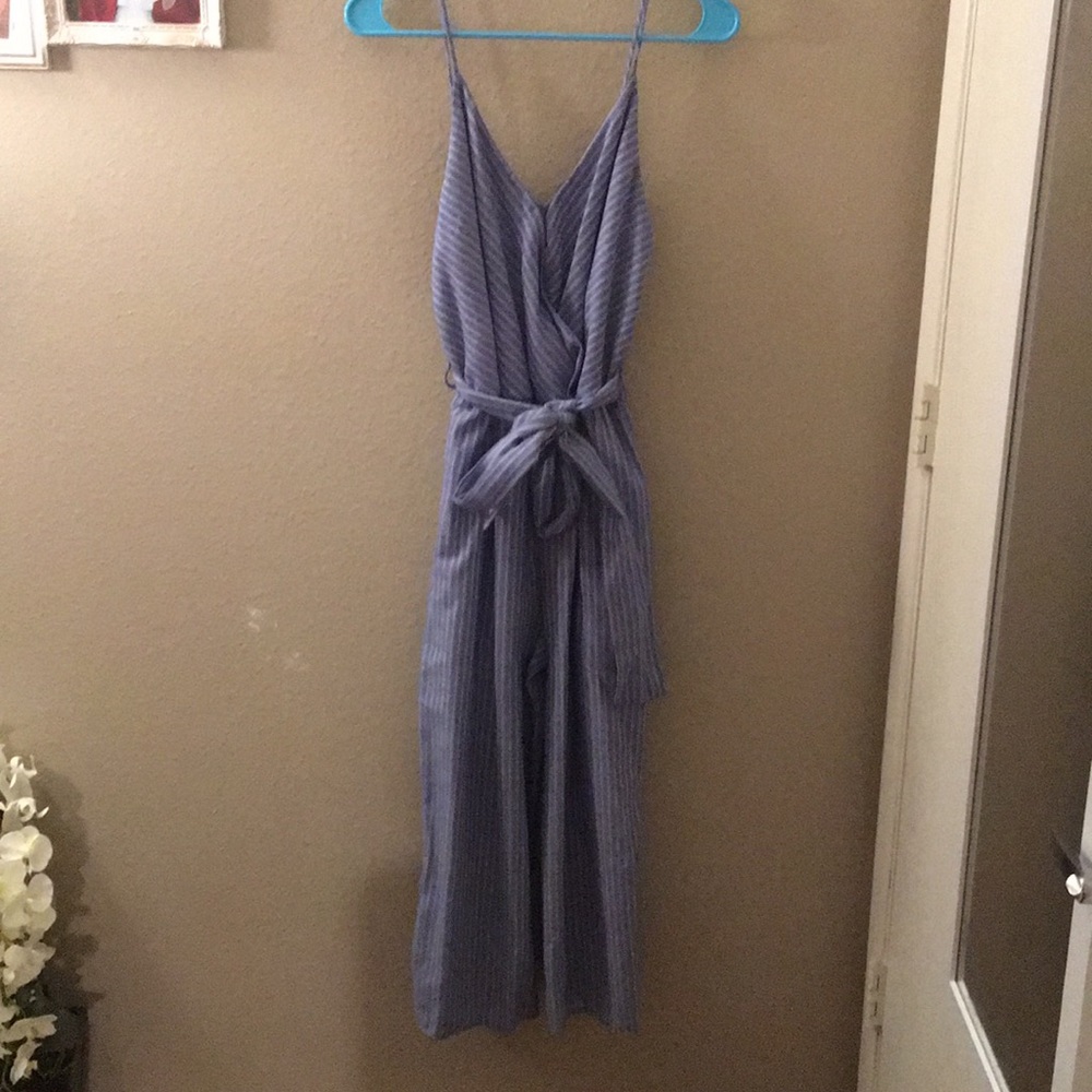 Pin-striped culotte jumpsuit from boutique